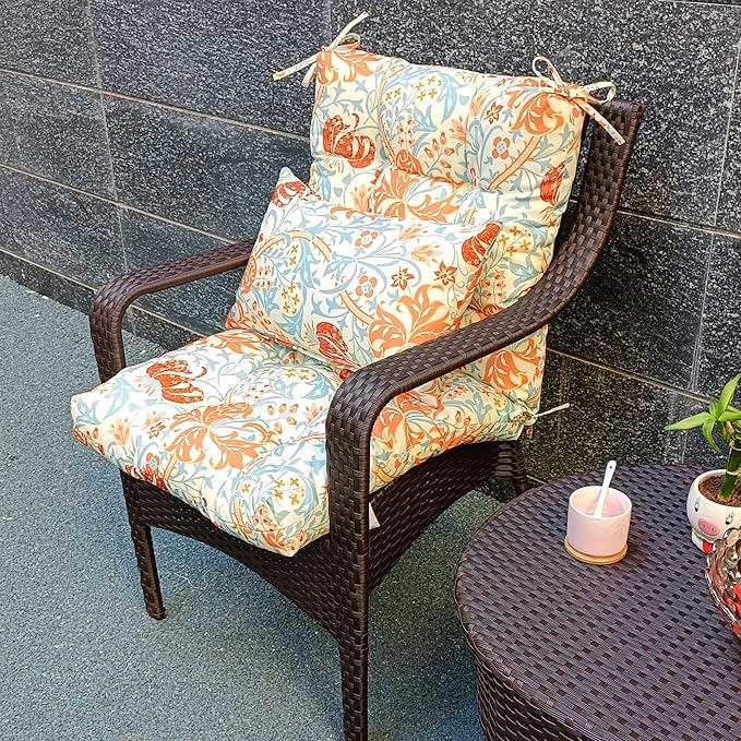 ADLIVWYD Lumbar Pillows for Indoor Outdoor uses,Waterproof Removable Cover with Zipper Outdoor Pillows Set of 2 for Patio Furniture,12×20 Inch (Beige Floral)