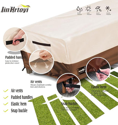 Outdoor Coffee Table Cover Waterproof, Patio Rectangular Side Table Covers, 48W x 28D x 16H Inches Outdoor Tables Cover,Beige&Brown