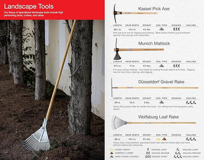 IDEALSPATEN - Made in Germany Since 1899 - Wolfsburg Leaf Rake Professional Heavy Duty Adjustable Leaf Rake 3.5lb - 66in (Wolfburg)#IS440