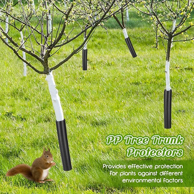 Menkxi 20 Pcs Corrugated Tree Guards Saplings Tree Trunk Protectors from Deer Tree Tubes Guard Tube Wraps to Protect Bark, Sapling from Rodents, Mowers, Animals(15.7 x 2",Black)