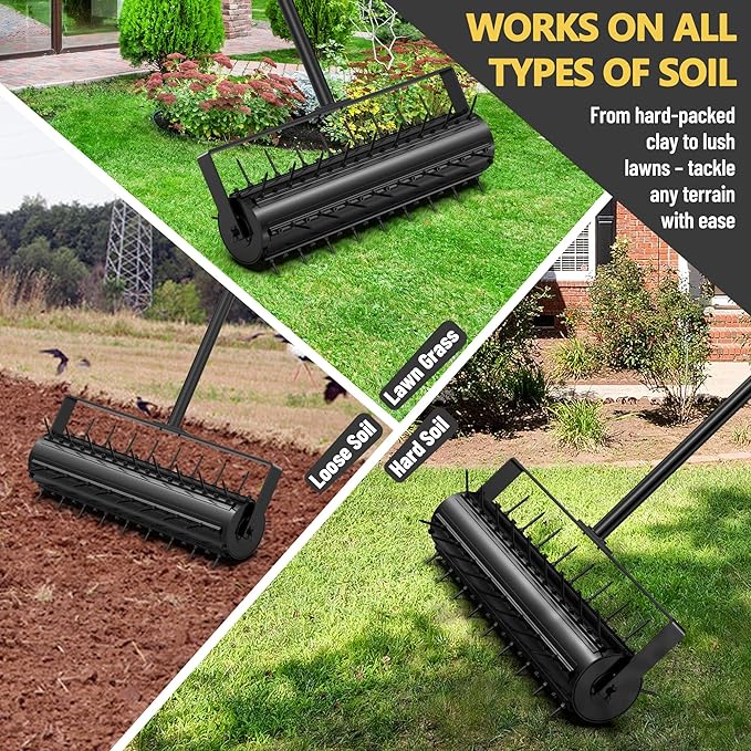 22-Inch Patented Lawn Aerator, Rolling Aerator Lawn Tool, Heavy Duty Lawn Aerator Tool, Grass Aerator & Garden Tools for Aeration & Soil Health