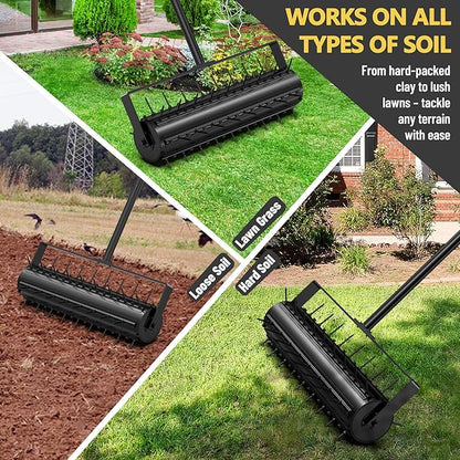 22-Inch Patented Lawn Aerator, Rolling Aerator Lawn Tool, Heavy Duty Lawn Aerator Tool, Grass Aerator & Garden Tools for Aeration & Soil Health