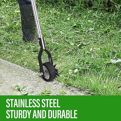 Wheel Rotary Edger, Manual Lawn Edger, Stainless Steel Handle,Adjustable Handlebar Length, 58.3-Inch, Rotary Edger Lawn Tool for Sidewalks, Garden, Driveways, Flower Bed, Trimming Grass, black