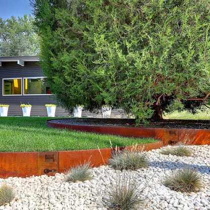 42 Inch Cor-Ten Steel Landscape Edging, 7.9 Inch Hammer in Metal Landscape Edging, Garden Edging for Lawn, Pathway, Yard