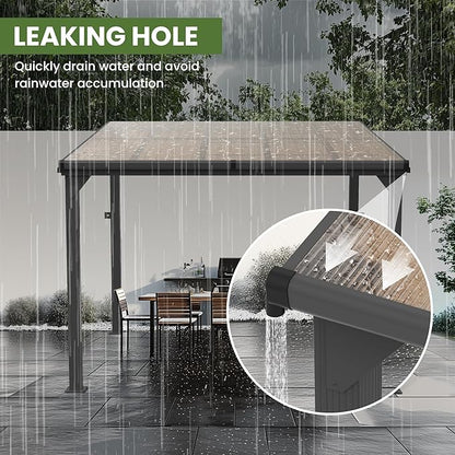 10 * 28FT Pergola,Outdoor Gazebo,Hardtop Lean to Gazebo,Wall Mounted Pergola,Pergolas Gazebos Clearance,Aluminum Frame Pergola,UV Resistant Patio Roof,Patio Awnings for Porch,Lawn,Backyard