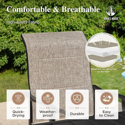 HERA'S HOUSE Patio Outdoor Swivel High-Back Rocking Chairs of 8, Outdoor Dining Chairs with All Weather Textilene Fabric,Wide Metal Armrests for Lawn, Porch or Garden