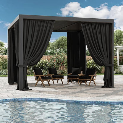 Gazebo Universal Replacement Privacy Curtain,10'×10' Gazebo Outdoor Waterproof Curtains, 4-Panels Sidewall Curtains with Double Zipper for Patio Canopy, Garden and Backyard (Curtain Only)