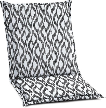 BrylaneHome Hinged Back & Seat Cushion - 21.5" H Seat Back - Patio & Outdoor - Water, Stain & Fade Resistant - Black Ikat