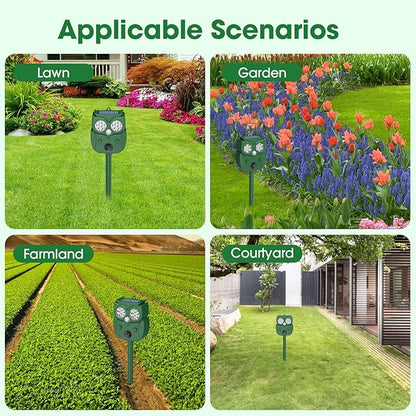 Animal Repellent, Raccoon Repellent Ultrasonic, Waterproof Motion Detection LED Flash Light, Animal Repellent Ultrasonic Outdoor for Dogs Fox Rabbit Squirrels Coyote Deer Repellent