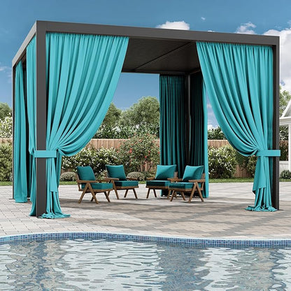 Gazebo Universal Replacement Privacy Curtain,12'×12' Gazebo Outdoor Waterproof Curtains, 4-Panels Sidewall Curtains with Double Zipper for Patio Canopy, Garden and Backyard (Curtain Only)