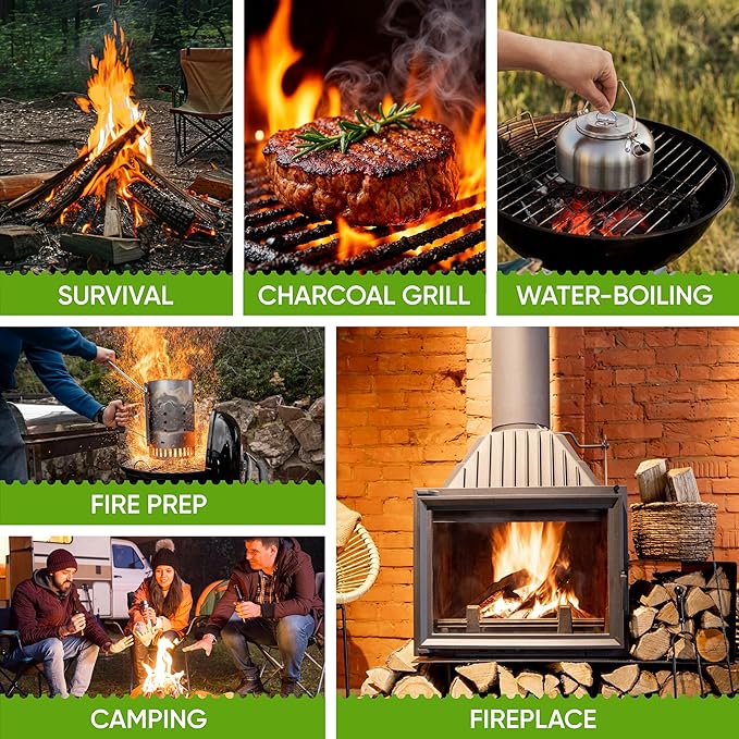 Inflame Fire Starters 400 pcs Fire Starters for Campfires, Grill, BBQ, Fireplace, Woodstove - Charcoal Starter - Waterproof, Weather-Resistant - Natural Wood Fireplace Starters