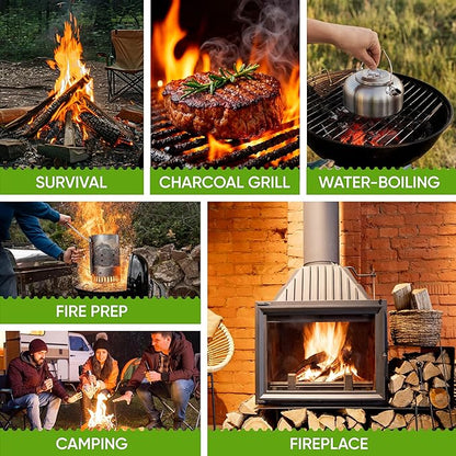 Inflame Fire Starters 400 pcs Fire Starters for Campfires, Grill, BBQ, Fireplace, Woodstove - Charcoal Starter - Waterproof, Weather-Resistant - Natural Wood Fireplace Starters