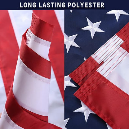 1x1.5 Ft American Flag - Outdoor Heavy Duty Durable 210D Oxford Polyester US Flag with Embroidered Stars & Brass Grommets