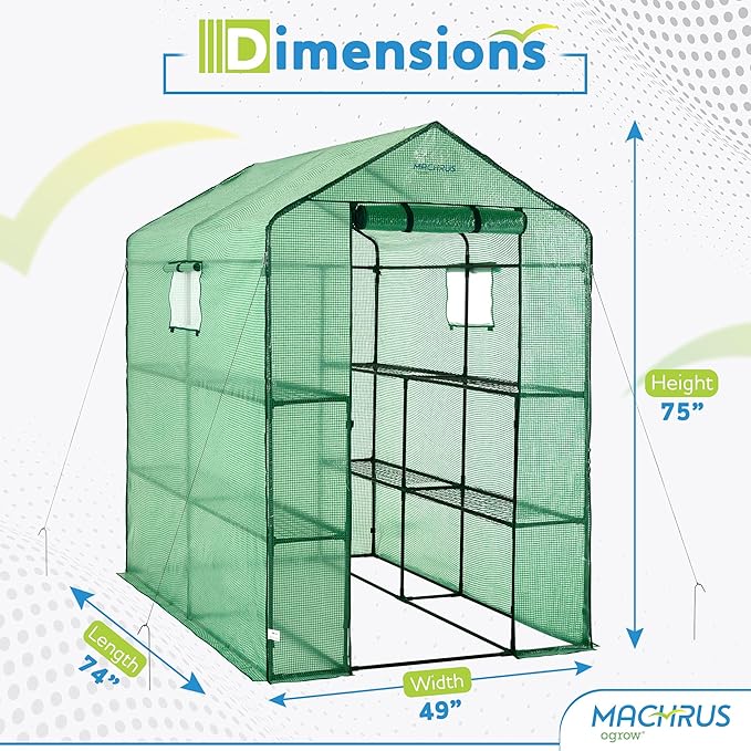 Machrus Ogrow Greenhouse Kit, Multiple Sizes - Green House, Small Greenhouses Outside, Kit Small Greenhouses Outdoors, Mini Greenhouse Outdoor.