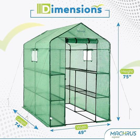 Machrus Ogrow Greenhouse Kit, Multiple Sizes - Green House, Small Greenhouses Outside, Kit Small Greenhouses Outdoors, Mini Greenhouse Outdoor.