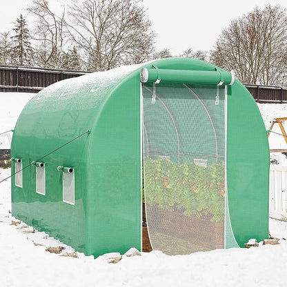 YITAHOME10'x7'x7' Greenhouses Large Walk-in Green House Heavy Duty Tunnel Green Houses Outdoor Portable Plant Gardening Upgraded Galvanized Steel Frame Zipper Doors 5 Crossbars Garden