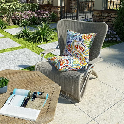 LVTXIII Outdoor Throw Pillow Covers 18 x 18 Inch, Covers ONLY Modern Paisley Pattern Decorative Square Toss Pillow Case Pack of 2 for Home Patio Garden Sofa Bed Furniture, Paisley Multi