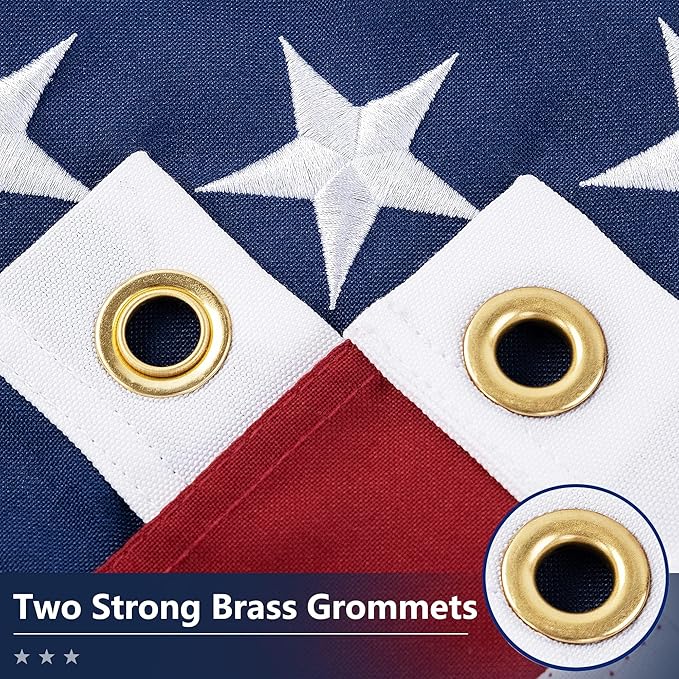 American Flag for Outside 3x5 Ft - TearProof Series Outdoor Use US Flags - Long Lasting, Fade Resistant - Thick Spun Polyester USA Banner - High Wind United States Flag - Embroidered Stars, Sewn Stripes, Brass Grommets