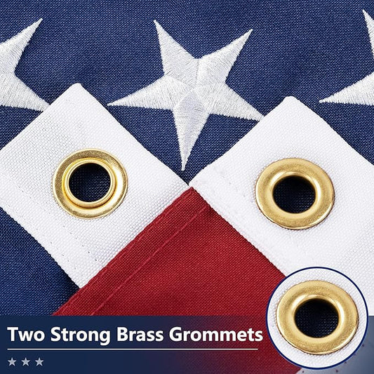 American Flag for Outside 10x15 Ft - TearProof Series Outdoor Use US Flags - Long Lasting, Fade Resistant - Thick Spun Polyester USA Banner - High Wind United States Flag - Embroidered Stars, Sewn Stripes, Brass Grommets