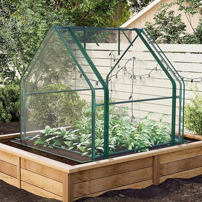 Portable Mini Greenhouse, 40.2"x37.8"x37.8" Greenhouses for Outdoors with Dual Large Zipper Doors & Ground Stakes, Waterproof Plastic Green House for Outside Garden Patio Backyard