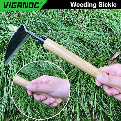Japanese Wide Blade Garden Tool - Premium Quality Hand Hoes/Weeding Sickle is Very Sharp for Quick Work