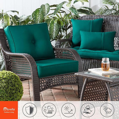 Greendale Home Fashions Sunbrella 21" x 14" Rectangle Outdoor Throw Pillow with Removable Cover (Set of 2), Canvas Forest 2 Count