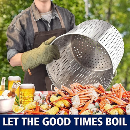 ARC 100-quart Large Stainless Steel Stockpot for Seafood Boiler Crawfish Pot with Basket and Steamer Rack, Outdoor Cooking Pot for Crab Lobster Shrimp Boiling, and Tamales Steamer, 25 Gal