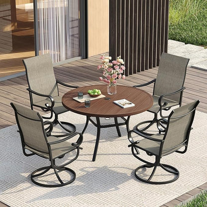 VICLLAX Swivel Patio Chairs Set of 6, 360-degree All-Weather Outdoor Swivel Chairs for Lawn Garden, Patio Dining Chairs, Black Metal Frame and Textilene Mesh Fabric