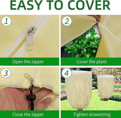 TCBWFY 95x80 Inch Huge Plant Covers Freeze Protection Frost Cloth for Outdoor Plants,2.82oz/yd² Thickened Winter Tree Covers with Zipper Drawstring,2 Pack Frost Blanket from Wind,Pest and Animal