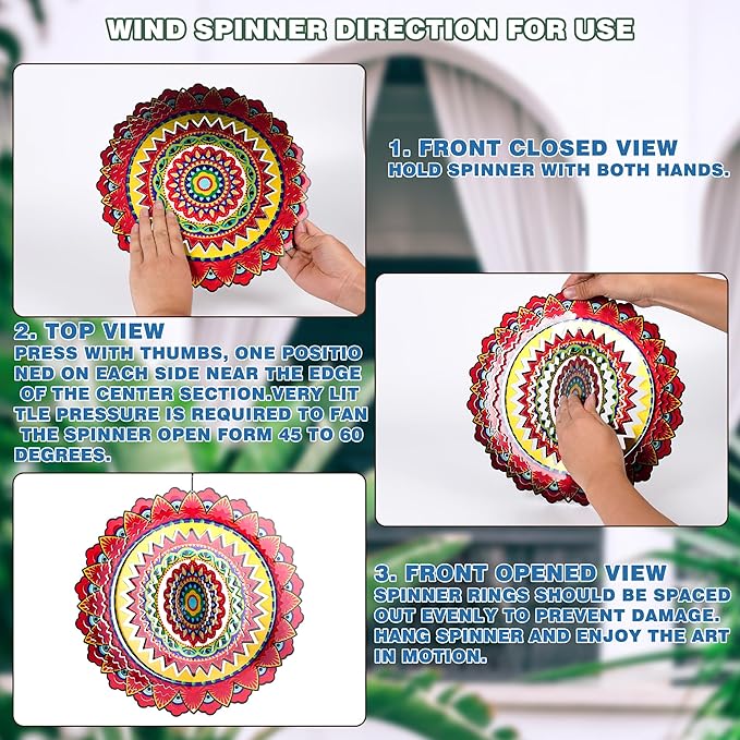 Garden Wind Spinners, 6 Inch 3D Stainless Steel Mandala Wind Spinner for Yard Garden Decoration Christmas Party Indoor and Outdoor Decoration