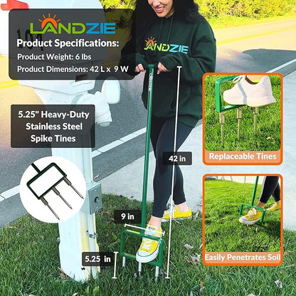 Landzie Lawn Aerator Replacement Tines - Set of 3 Spike Tines for Aerator Lawn Tool - 3 Heavy Duty Stainless Steel Manual Lawn Aerator Add-on Spike Tines for Compacted Soil - Manual Hand Coring Tool