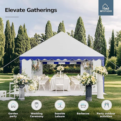 MFSTUDIO 16'x20' Party Tent, Outdoor Heavy Duty Party Tents with Removable Sidewalls, Large Canopy Tent Shelter for Outdoor Events Wedding Birthday, Blue