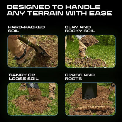 CKG Flat Shovel for Gardening with Carbon Fiber Handle, Heavy Duty Spade Shovel for Digging 43 Inch, Edging Tool for Landscaping and Trenching, Flat