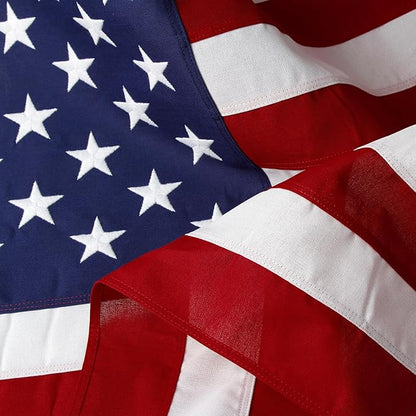 5x8 FT American Flags for Outdoor, Super Tough Spun Polyester & Long Lasting Nylon USA Flag Embroidered Stars, Sewn Stripes, Brass Grommets UV Protection Outdoor High Wind & All Weather USA Flag