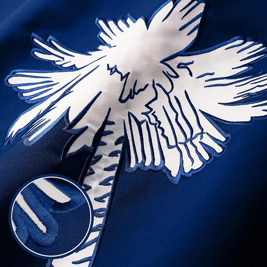 G128 South Carolina SC State Flag | 4x6 Ft | StormFlyer Series Embroidered 220GSM Spun Polyester | Embroidered Design, Indoor/Outdoor, Brass Grommets, Heavy Duty, All Weather