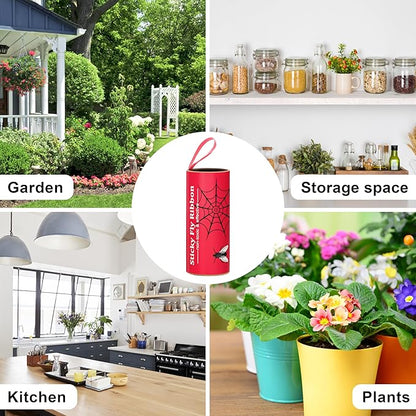 Stingmon 40 Pack Fly Trap, Fruit Fly Traps Indoor for Home, Fly Traps Outdoor Hanging, Flying Insect Trap, Fly Strips Tape Paper Ribbon, Gnat Traps for Bug, Insect, Pest, Mosquito, Red