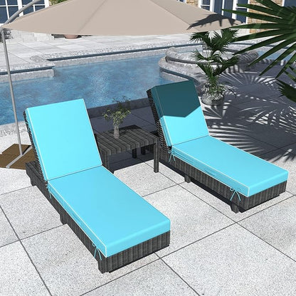 Chaise Lounge Cushions Outdoor Furniture 80 x 26 Inch Patio Lounge Chair Cushions 4'' Thick Waterproof Outdoor Chaise Cushion Weather Resistant Pool Lounger Cushion(Lake Blue)