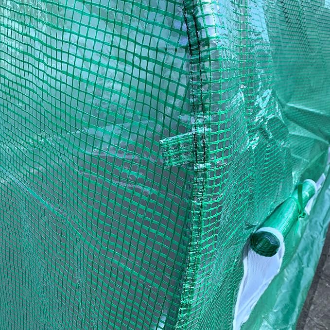 Outsunny 15' x 7' x 6.5' Walk-in Tunnel Hoop Greenhouse, Green House for Outside with PE Cover, Steel Frame, Roll-Up Zipper Door & Windows for Flowers, Vegetables, Tropical Plants, Green