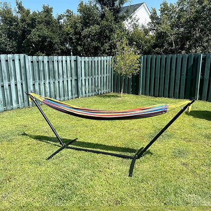 SZHLUX Double Hammocks with Stand for Outside 450lb Capacity Steel Stand, Premium Carry Bag Included and Two Anti Roll Balance Beam