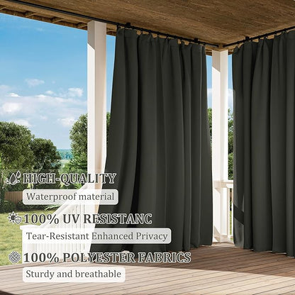 Gazebo Universal Replacement Privacy Curtain,12'×16' Gazebo Outdoor Waterproof Curtains, 4-Panels Sidewall Curtains with Double Zipper for Patio Canopy, Garden and Backyard (Curtain Only)