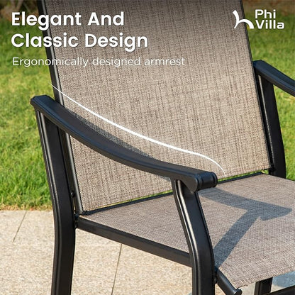 PHI VILLA Patio Dining Set for 8,Extra Large Square Metal Table with 1.9" Umbrella Hole and 8 Textilene Dining Chairs,Breathable,Waterproof,Durable and Sturdy,Outdoor Table and Chairs for Outside