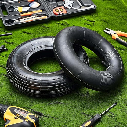 4 Sets 13'' 4.00-6 Replacement Tire and Inner Tube Set Heavy Duty 4.00-6 Tire and Wheel with TR13 Straight Valve Stem and Ribbed Tire Treads, for Wheelbarrow Trolley Garden Wagon Wheels