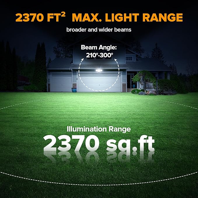 LUTEC 80W Dusk to Dawn Flood Lights Outdoor, 9000LM Super Bright LED Security Light with Photocell, IP65 Waterproof, 5000K Daylight, Hardwired 4 Heads Floodlight for Garage, Yard -2 Pack (Black)