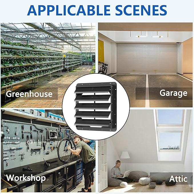 20 Inch Galvanized Sheet Spraying Automatic Exhaust Shutter Louver Vent (No Fan Blades and Motor) for Home Attics, Workshops, Barn, Greenhouse
