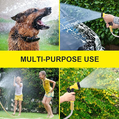 FOXEASE Metal Garden Hose 25FT- Stainless Steel Heavy Duty Water Hose with Solid Metal Nozzle &8 Function Sprayer, Portable & Lightweight Kink Free Yard Hose, Outdoor Hose