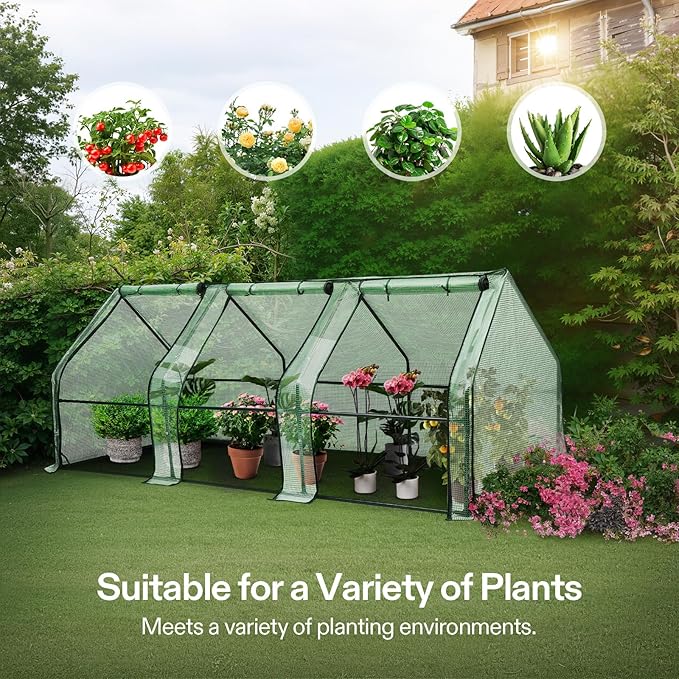 VIVOSUN Portable Mini Greenhouse 94.5x36x36-Inch Tunnels, PE Cover with Roll-up Zipper Door, for Indoor Outdoor or Garden Plant Growing