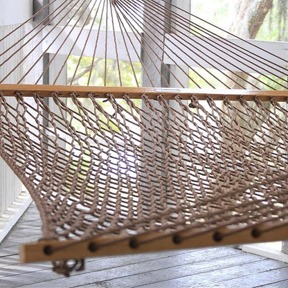 Original Pawleys Island Deluxe Antique Brown DuraCord Rope Hammock – 13 ft. x 65 in, 2-Person, 450 lb Capacity, Oak Spreader Bar, Zinc-Plated Hardware, Handcrafted in The USA