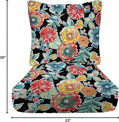 RSH DECOR: Deep Seating Cushion with Pillow Back | 23” x 26” Seat | All-Weather Spun Fabric | Water and Fade-Resistant | Outdoor Chair Cushion Set for Patio Furniture | Colsen Noir