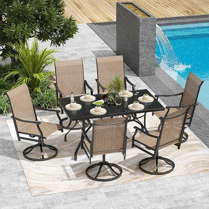 Soohow Outdoor Dining Chairs Set of 4, 360°Swivel Patio Dining Chair with Textilene Fabric, Outdoor Metal Armchair All Weather Resistant, Ergonomic Comfort, Perfect for Patio, Backyard, Balcony