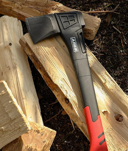 ARES 45006 – 18-Inch Splitting Axe – Lightweight Fiberglass Handle Construction – High-Carbon Steel Blade Head – Gardening, Hiking, and Outdoor/Adventure Applications